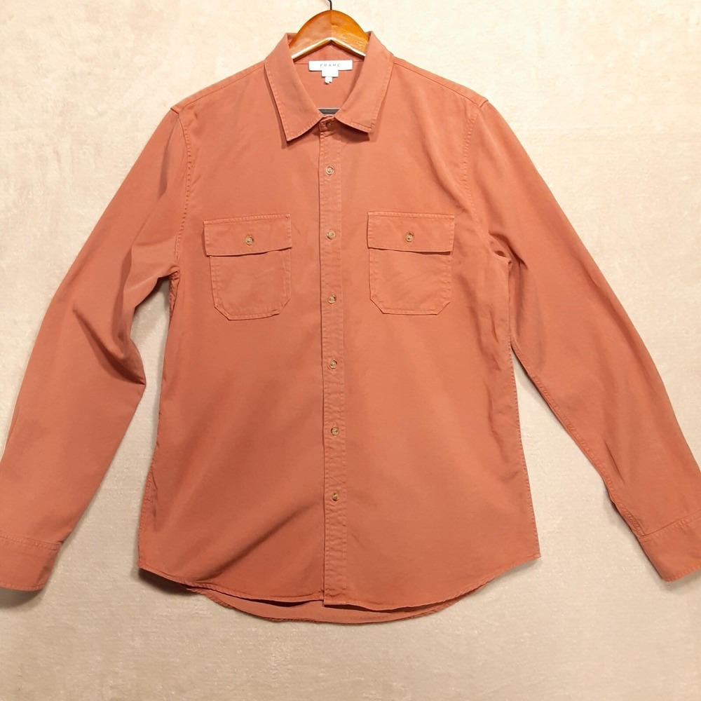 FRAME Mens LS Double Pocket Button Shirt Sz.M/Classic/Coral/Lyocell-Cotton